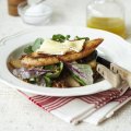 Caramelised pear & walnut salad with camembert croute